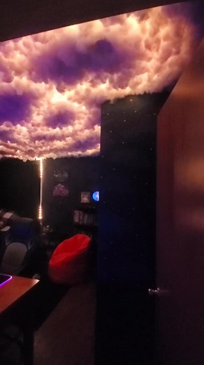 Galaxy Themed Gaming Room Transformation with LED Cloud Ceiling