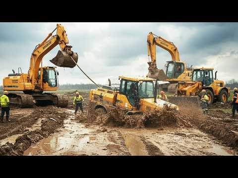 Massive Machines Stuck in Mud – Powerful Rescue Begins