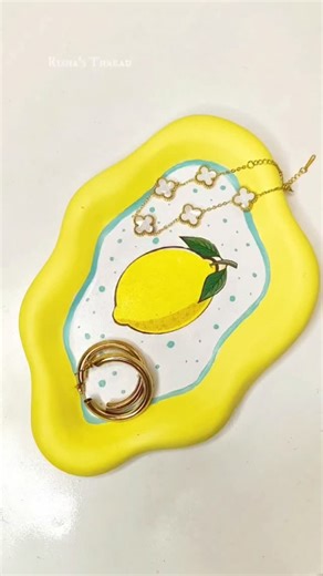 Risha's Thread🌸🎀 on Instagram: "Lets paint 🔥Trinket Tray 🍋✨ All products @minnesartgallery #trending #diy #trinkets #Gypsum"