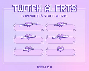 Animated Twitch Stream Alerts | Twitch Animated Alert | Y2K Retro Aesthetic | Twitch Alerts Purple | Cute Twitch Alerts | Twitch Assets