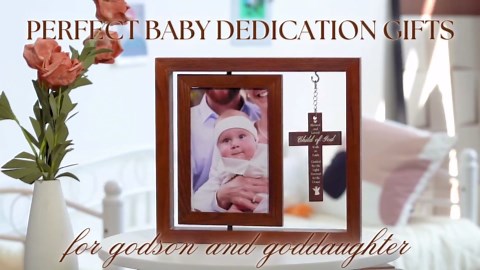 InnoBeta Baptism Gifts for Girls, Baby Baptismal Gifts, Dedication Gifts, Christening Gifts for Girls - Wood Baptism Picture Frame for Catholic, lds, Christian Baptism - 4"x 6" Photo, Wall & Tabletop