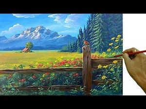 Acrylic Landscape Painting Tutorial / Flowers in Spring Season