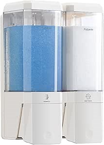 Shampoo and Conditioner Dispenser Wall Mounted, Shower Soap Dispenser No Drill Upadate Easy Slot Install, Shampoo Dispenser for Shower Bathroom Large Capacity 500ml * 2 Chamber Holder White