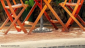 Rust Removal on Outdoor Cast Iron Umbrella Stands · My Busy Retired Life