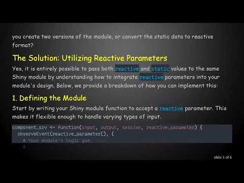 How to Pass Reactive or Static Values to the Same Shiny Module