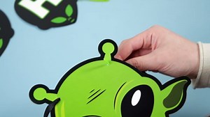 Green Alien Birthday Banner Aliens Party Banners Alien Happy Birthday Party Banners Alien Theme Birthday Decoration Alien Cutouts Banner Space UFO Cutout Bannerss