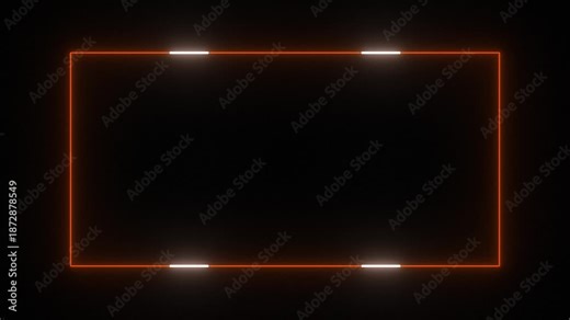 Live streaming Frame - animated orange neon overlay frame with moving light for live streaming and gaming templates