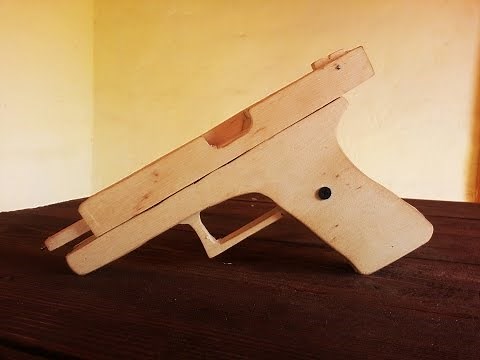 How to make EASY BLOWBACK!!! Glock [rubber band gun] wood tutorial Free template