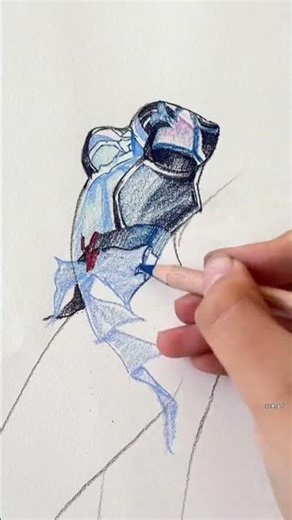 Color Pencil Drawing Tutorial: Hatsune | 彩色炭笔绘画教程：海瑟音 #Shorts
