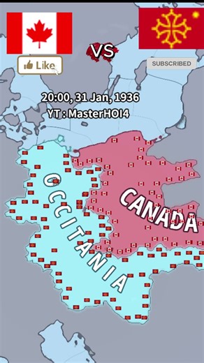 ⚔️ Canada vs Occitania | Hearts of Iron 4 | AI Battles | WW2 BATTLE | HOI4 TIMELAPSE