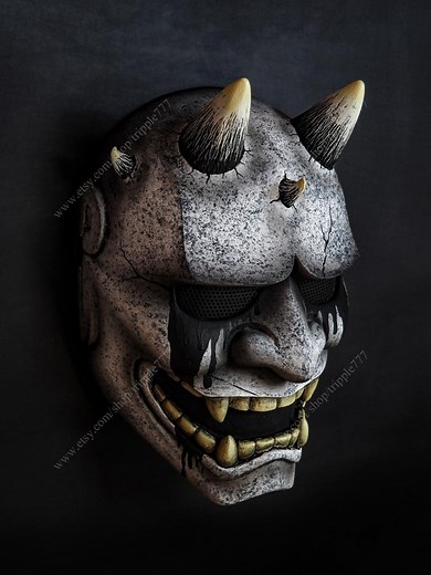 Japanese Hannya Airsoft Mask Samurai Oni Kabuki Noh Evil Demon Devil Home Decor Decorative Halloween Costume Cosplay White KK22 - Etsy