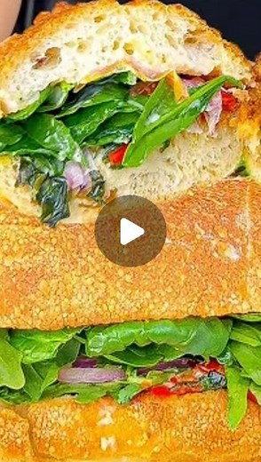 ASMR Phan on Instagram: "Chicken Green Goddess Caprese Melt “Stacked Toasted Baguette” #asmr #mukbang #sandwich #fastfood #eatingshow #fyp #crunchysounds"