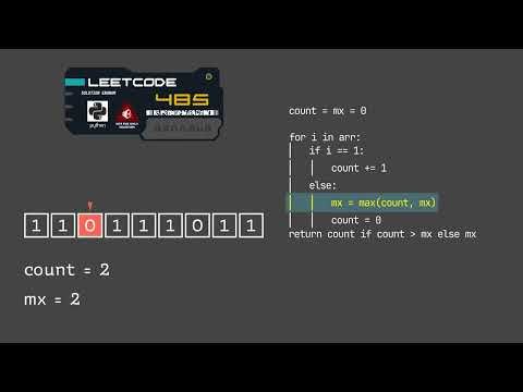 LeetCode #485 (Max Consecutive Ones) - Algorithm Visualization in Python