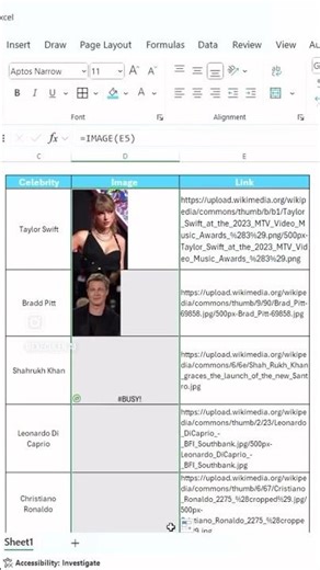 Insert images with IMAGE() function in Excel