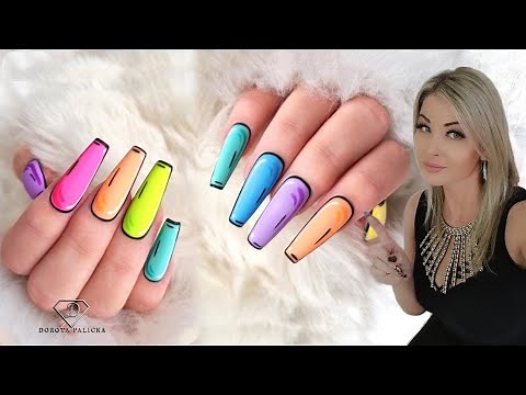 Pop Art Nail Art. Cartoon style nails. Pop art nails trend. Comic book nails