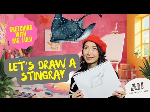 How to Draw a Stingray | Easy Ocean Animal Sketching for Kids‪@artsyheartsstudio‬