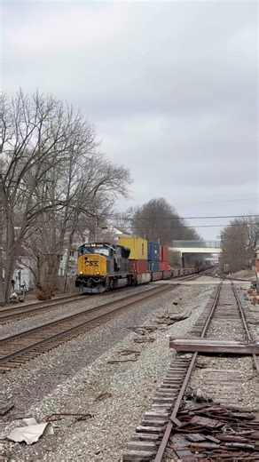 Single-Engine Intermodal Train Coming Down the Straightaway