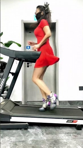 high heel walking on treadmill
