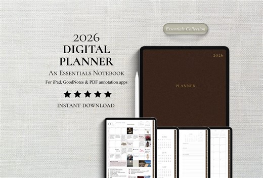 2026 Digital Planner | Goodnotes Planner | Daily, Weekly, Monthly Spread | iPad | PDF | Brown - Etsy