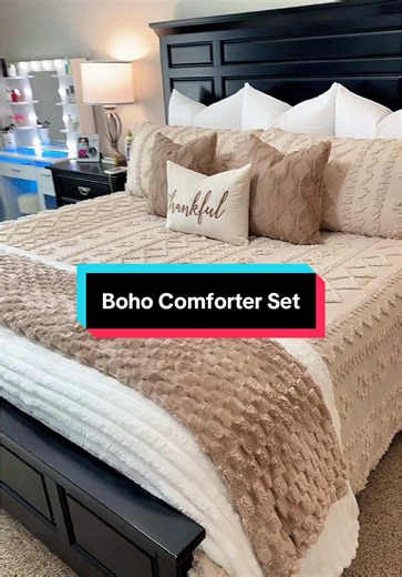The most gorgeous comforter ever!! I got oversized king (120x98) for my king sized bed in the color Oatmilk. @Bedsure #bedding #beddingsets #comforter #comfortersets #bohobedding