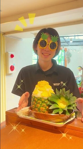 【沖縄】みんなでパイナップルかき氷！#かき氷#カフェ