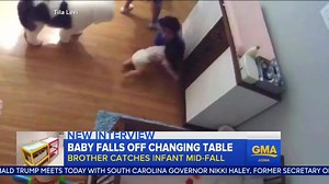 21M views · 10K reactions | WATCH: Shocking video as 9-year-old catches baby brother as he falls off changing table: abcn.ws/2fZRmzI | Good Morning America | Facebook