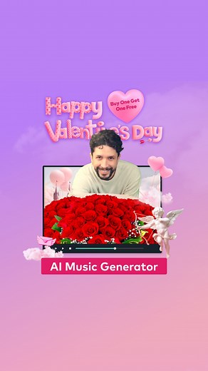 💡 Let Your Love Speak through Music❤️ Love is exciting, bold, and even contradicting. Use Filmora's AI Music Generator to create customized music videos that capture the essence of your heart. What are the benefits you can get now? Filmora's free Valentine's creative assets. and a buy one get one discount for you! For more information, click here: https://filmora.wondershare.com/valentine-day-sale.html | Wondershare Filmora Video Editor