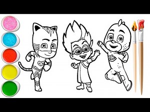 Coloring PJ Masks Catboy - Romeo and Gekko - Fun Coloring Video For Kids