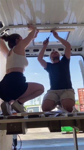 Roof window installation in the van 🕺🪩 #camper #vanconversion #vanlife #diy #windowinstallation