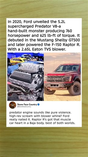 In 2020, Ford dropped the 5.2L Predator V8-a hand-built supercharged beast making 760 horsepower