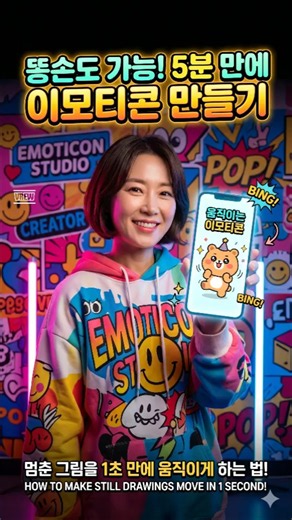 똥손도 5분 만에 움직이는 이모티콘 만드는 마법 (돈 안 듦)#쇼츠 #캔바 #이모티콘만들기 #움직이는그림 #AI꿀팁 #생활정보