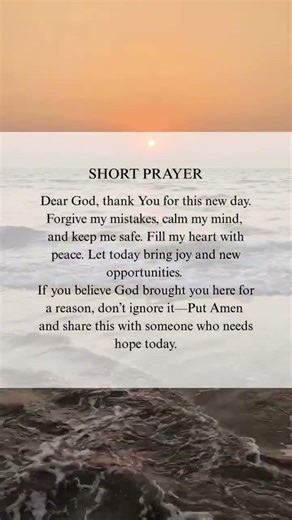 Short Prayer for Today 🙏 A Simple Prayer for Peace, Safety & New Strength