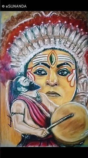 🔥 Theyyam Art Drawing | Traditional Kerala Folk Art 🎨 #art #drawing #viral