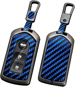 ontto Car Key Holder Fit for Toyota Camry Corolla Vios Reiz Highlander Crown Prado Yaris Key Fob Smart Remote Car Key Cover Carbon Pattern Key Bag,Blue