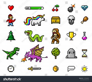 Pixel Art 8 Bit Objects Retro Stock Vector (Royalty Free) 1279506082 | Shutterstock
