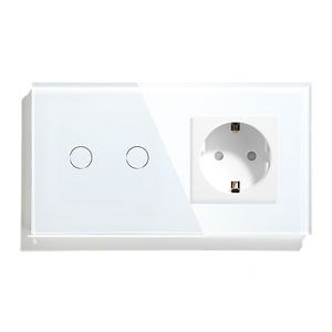 157mm High Quality Factory Glass Panel Touch Panel Touch Light Switch EU Wall Socket