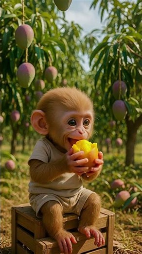 the Baby Monkey Can’t Stop Eating Mangoes 🐒🥭 | Heartwarming Short Film
