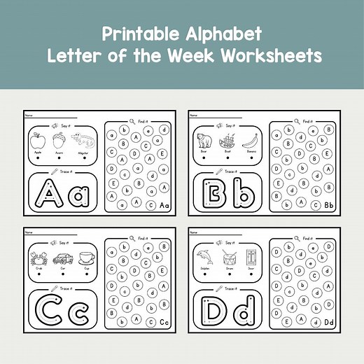 Printable Alphabet Worksheets A–Z, Tracing, Letter Recognition & Phonics Practice, Preschool, Kindergarten, Classroom Activities, Tracing - Etsy