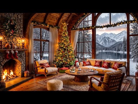 Relaxing Christmas Jazz Background Music to Unwind 🎄🔥 Cozy Cabin Ambience & Warm Fireplace Glow