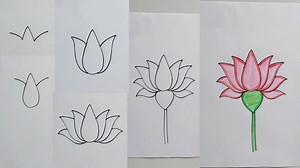 34K views · 773 reactions | How to draw a lotus flower easy for kids from w letter | Using letter w easy lotus flower drawing | Priyanka creative guru | Facebook