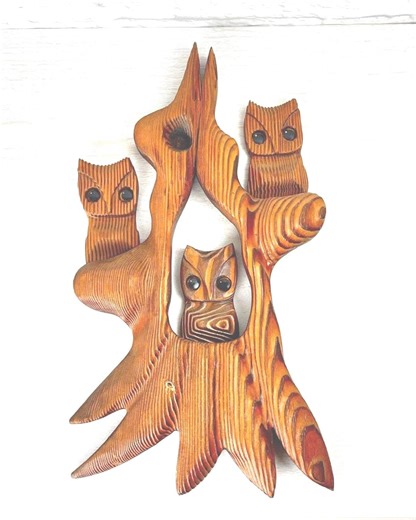 Vintage Hand Carved Owl Wall Art | 1970s Wooden Folk Art Pyrography | Rustic Cabin Woodland Decor | Tennessee Handmade - Etsy