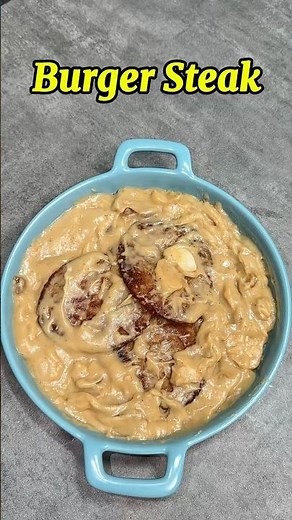 Homemade Burger Steak Recipe with Mushroom Gravy meal idea that you can serve with rice