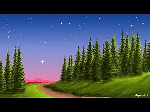 How to Draw in Ms Paint | drawing in paint in computer | paint in computer | scenery drawing