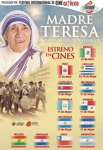 🎬 MADRE TERESA: NO HAY AMOR MÁS GRANDE La película definitiva sobre la vida y el legado de la Madre Teresa de Calcuta. 🤩 ¡Sólo 10 días para el gran estreno continental! #México, #Perú, #Centroamérica, #Uruguay y #Ecuador. Próximamente más países.👍 Información y entradas ▶️ Link en BIO #madreteresalapelicula #estreno #cine #madreteresa #MisionerasDeLaCaridad @motherteresanogreaterlove @festivalcinecatolico_oficial | Goya Producciones