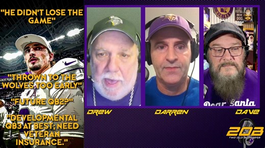 Vikings DEMOLISH Lions 23-10 on Christmas with 6 Turnovers Forced! Defensive Masterclass Eliminates Detroit � | Two Old Bloggers — Drew Bunting and Dave Stefano recap the Minnesota Vikings' epic Christmas Day spoiler win over the Detroit Lions, forcing six turnovers (five from Jared Goff) in a 23-10 domination that knocked Detroit out of the playoffs. We’ll break down Brian Flores' genius, Harrison Smith's vintage performance, and why this defense sparks huge 2026 hope—even with just 3 net passi
