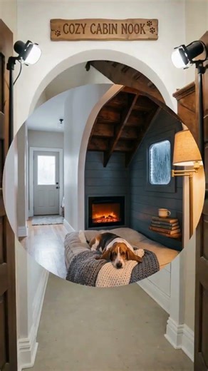 We Built Our Dog a Cozy Rainy Day Cabin Under the Stairs Dog Room #aesthetic #cozy #diy