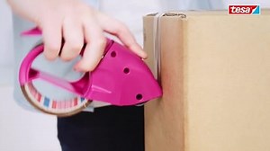 tesa tesapack Abroller Pack' n' Go - Ergonomischer, pinker Handabroller für Paketbänder - Inklusive 50 m x 50 mm Klebeband