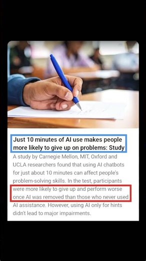 New study warns excessive AI use may weaken problem-solving skills 🧠⚠️