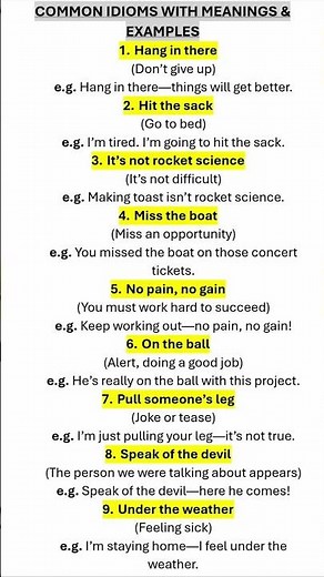 Idioms. Common idioms & meanings. Eng Vocabulary. Learn English Lesson. Advanced English. IELTS Prep