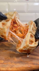 Stuffed pizza waffle 🍕 #satisfying #recipe #lfeHack #waffles | Cooking With Kyle